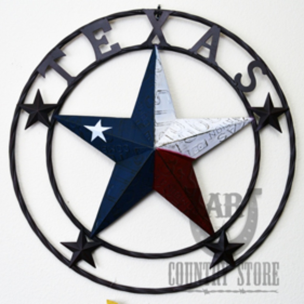 Texas License Plate, Map Color Metal Circle